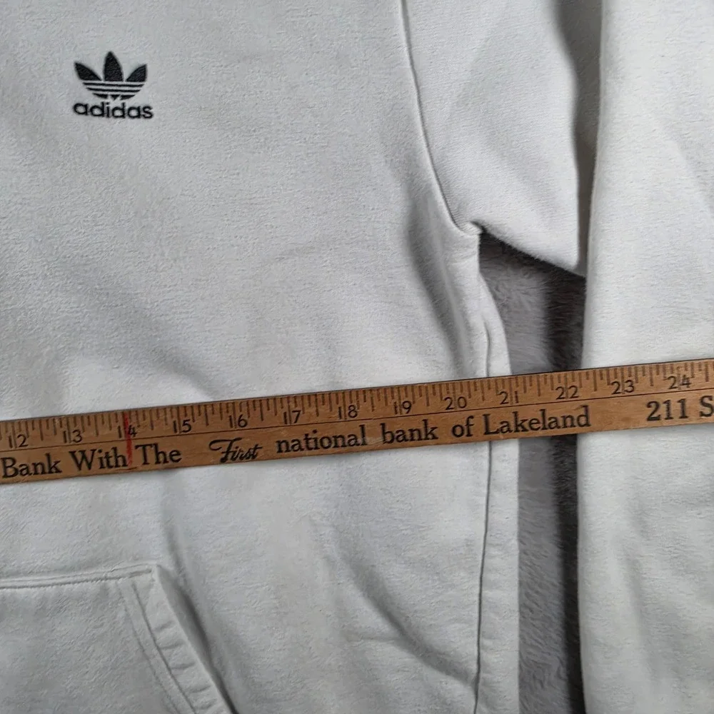 Adidas Hoodie Mens Large‎ White Originals Trefoil Embroidered Fleece Pullover